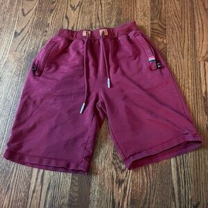 Red Athletic Shorts with Elastic Waistband and Drawstring
